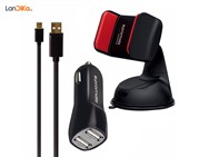 شارژر فندکی پرومیت مدل Carkit-HM همراه با کابل microUSB و پایه نگهدارنده گوشی موبایل
